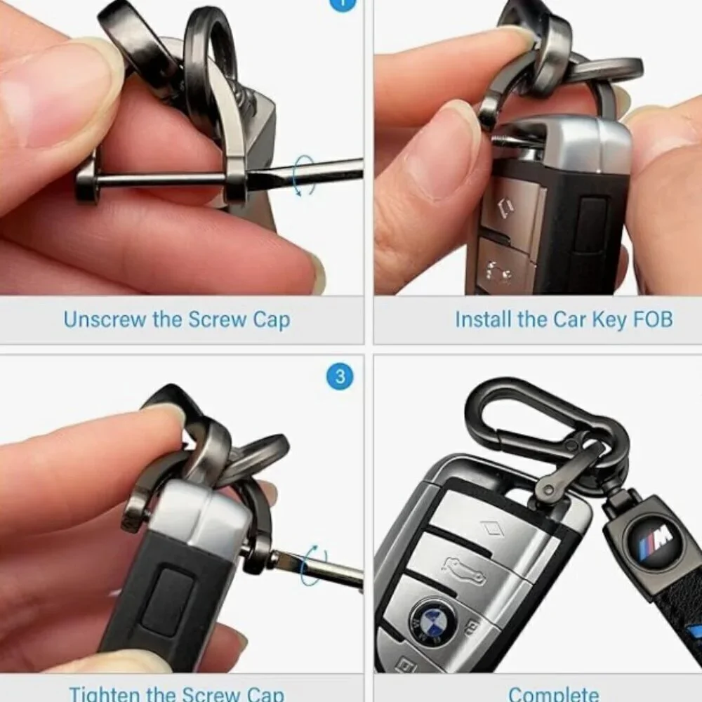 GENUINE LEATHER CAR FOB KEYS RING